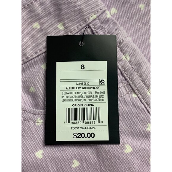 Art Class Kids Girls Lavender Heart Print Straight Leg Jeans Cotton Blend - Picture 9 of 12